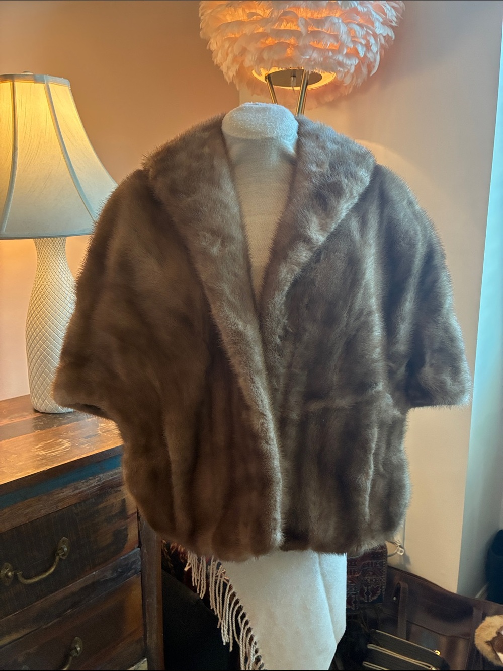 Genuine Fur Brown Short Cape - Luxurious Cozy Layer